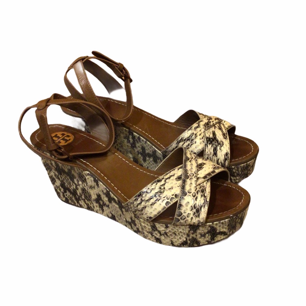 Tory Burch snakeskin platform wedges
